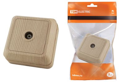 "Розетка TВ простая (0-2400 Гц,  ""мама"") открытой установки, IP20 сосна ""Ладога"" TDM" SQ1801-0058