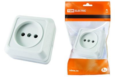 "Розетка 2П открытой установки IP20 10А 250В (керамика) белая ""Ладога"" TDM" SQ1801-0110