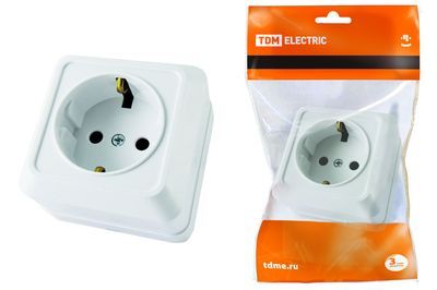 "Розетка 2П+3 открытой установки IP20 16А 250В (керамика) белая ""Ладога"" TDM" SQ1801-0111