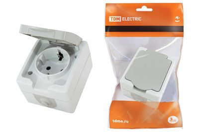 "Розетка 2П+З открытой установки IP54 16А ""Вуокса"" TDM" SQ1803-0007