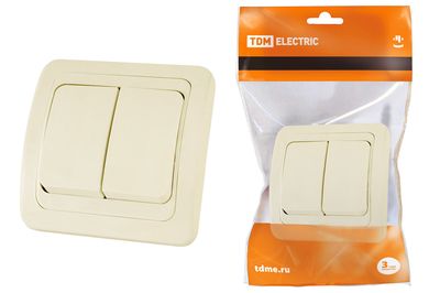 "Выключатель 2-кл. 10А сл. кость ""Валдай"" TDM" SQ1804-0102