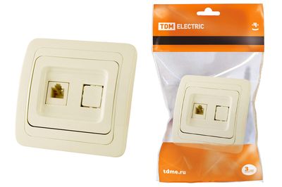 "Розетка TФ (RJ-11) сл. кость ""Валдай"" TDM" SQ1804-0112