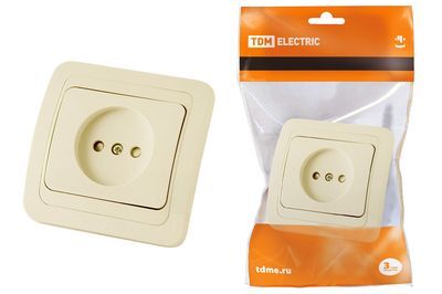 "Розетка 2П 10А c защитными шторками сл. кость ""Валдай"" TDM" SQ1804-0123