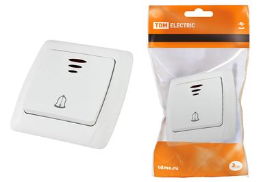 "Кнопка звонковая с подсветкой 6А белая ""Онега"" TDM" SQ1805-0008