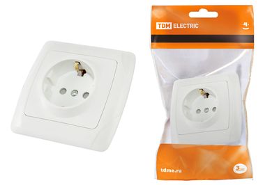 "Розетка 2П+З 16А 250В с защ. шт. белая ""Онега"" TDM" SQ1805-0011