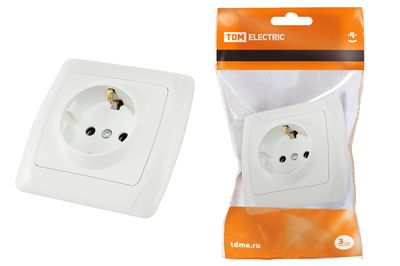 "Розетка 2П+З 16А 250В белая ""Онега"" TDM" SQ1805-0016