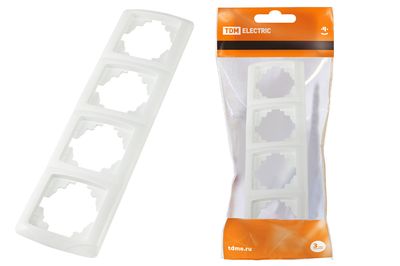 "Рамка 4-х постовая горизонтальная белая ""Онега"" TDM" SQ1805-0026