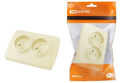 "Розетка двойная 2П 10А 250В с защ. шт. сл. кость ""Онега"" TDM" SQ1805-0041
