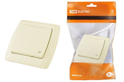 "Розетка с крышкой 2П+З 16А 250В IP44 сл. кость ""Онега"" TDM" SQ1805-0048