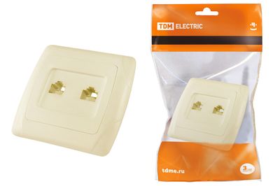 "Розетка двойная телефонная RJ11 сл. кость ""Онега"" TDM" SQ1805-0050