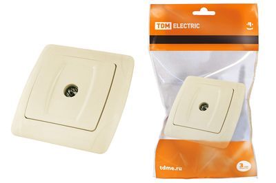 "Розетка телевизионная простая (0-2400МГц, ""мама"") сл. кость ""Онега"" TDM" SQ1805-0052