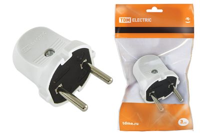 Вилка б/з белая 6А 250В TDM SQ1806-0001