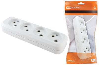 Колодка розеточная 4 гнезда 2П б/з 10А 250В белая TDM SQ1806-0011