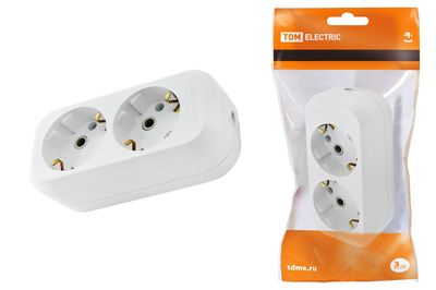 Колодка розеточная 2 гнезда 2П+З 16А 250В белая TDM SQ1806-0015