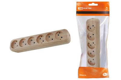 "Колодка розеточная 6 гнезд 2П б/з 10А 250В ""Эко"" (сосна) TDM" SQ1806-0056