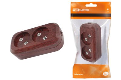"Колодка розеточная 2 гнезда 2П б/з 10А 250В ""Эко"" (бук) TDM" SQ1806-0059