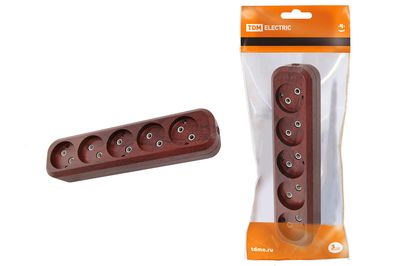 "Колодка розеточная 5 гнезд 2П б/з 10А 250В ""Эко"" (бук) TDM" SQ1806-0067