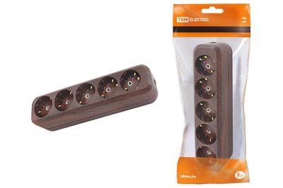 "Колодка розеточная 5 гнезд 2П+3 16А 250В ""Эко"" (бук) TDM" SQ1806-0068