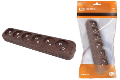 "Колодка розеточная 6 гнезд 2П б/з 10А 250В ""Эко"" (бук) TDM" SQ1806-0070