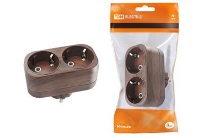 "Блок на 2 гнезда 2П+З плоский 16А 250B ""Эко"" (бук) TDM" SQ1806-0079