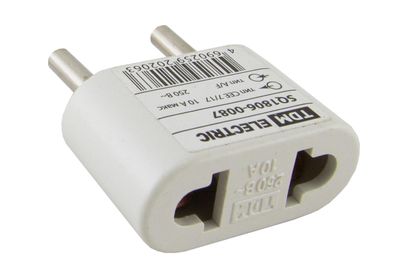 Переходник (тип CEE 7/17 - тип А/F) плоский 10А макс. 250В белый TDM SQ1806-0087