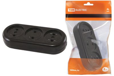 "Розеточная колодка 3 гнезда 2П 16А макс. ""Ретро"" 250B (карболит) TDM" SQ1806-0104