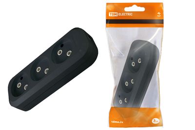 Колодка розеточная 3 гнезда 2П б/з 10А 250В черная TDM SQ1806-0110