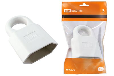 Кабельная розетка 2П 10А 250B (под евровилку CEE 7/16) с з/ш с кольцом белая TDM SQ1806-0191