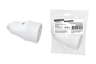 "Кабельная розетка 2П б/з белая 10А 250B серии ""Народная""" SQ1806-0409