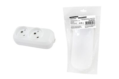 "Колодка розеточная 2 гнезда 2П б/з 10А 250В белая серии ""Народная""" SQ1806-0413