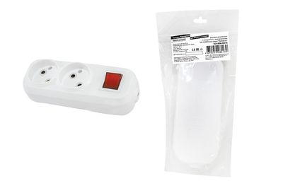 "Колодка розеточная 2 гнезда 2П+3 c выключателем 16А 250В белая серии ""Народная""" SQ1806-0415