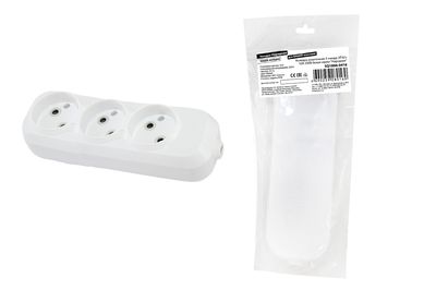 "Колодка розеточная 3 гнезда 2П б/з 10А 250В белая серии ""Народная""" SQ1806-0416