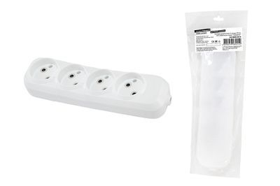 "Колодка розеточная 4 гнезда 2П б/з 10А 250В белая серии ""Народная""" SQ1806-0419