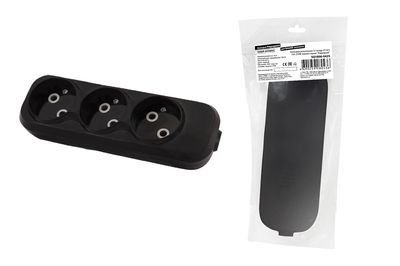 "Колодка розеточная 3 гнезда 2П б/з 10А 250В черная серии ""Народная""" SQ1806-0425