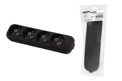 "Колодка розеточная 4 гнезда 2П б/з 10А 250В черная серии ""Народная""" SQ1806-0428