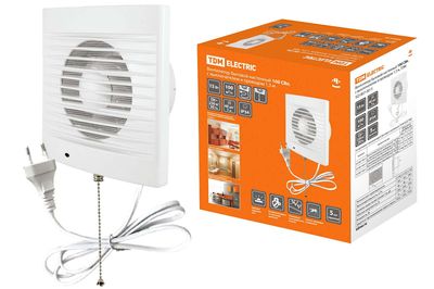 Вентилятор бытовой настенный 100 СВп, с выключателем и проводом 1,3 м, TDM SQ1807-0013