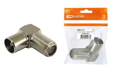 Переходник гнездо F - штекер TV угловой, инд. упаковка TDM SQ1809-0013