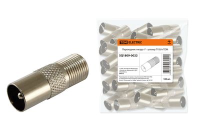 Переходник гнездо F - штекер TV б/п TDM SQ1809-0022