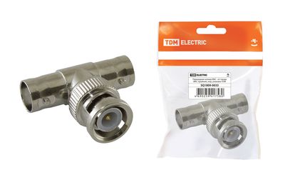 Переходник штекер BNC - х2 гнезда BNC (тройник), инд. упаковка TDM SQ1809-0033