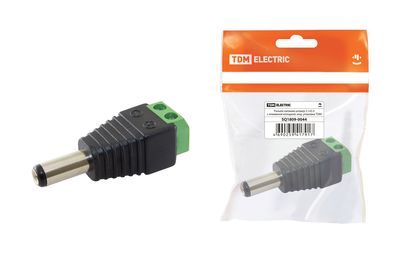 Разъём питания штекер 2.1х5.5 с клеммной колодкой, инд. упаковка TDM SQ1809-0044