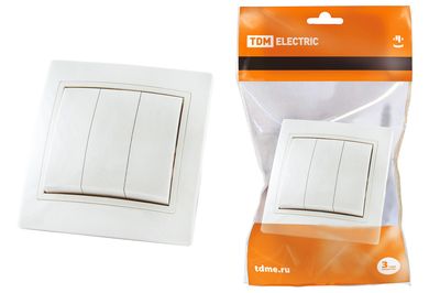 "Выключатель 3 кл. 10А белый ""Таймыр"" TDM" SQ1814-0003