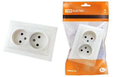 "Розетка двойная 2П 10А 250В белая ""Таймыр"" TDM" SQ1814-0013