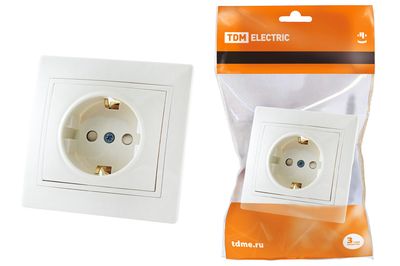 "Розетка 2П+З с защ. шт. 16А 250В белая ""Таймыр"" TDM" SQ1814-0016