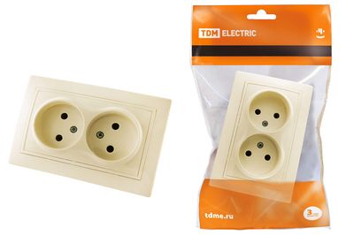 "Розетка двойная 2П 10А 250В сл. кость ""Таймыр"" TDM" SQ1814-0113