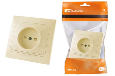 "Розетка 2П с защ. шт. 10А 250В сл. кость ""Таймыр"" TDM" SQ1814-0115