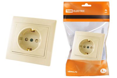 "Розетка 2П+З с защ. шт. 16А 250В сл. кость ""Таймыр"" TDM" SQ1814-0116