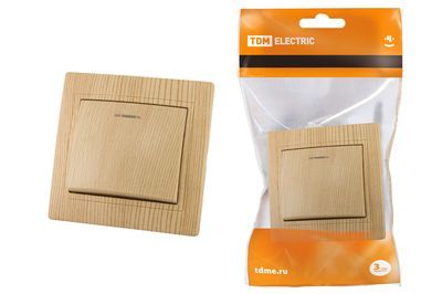 "Выключатель 1 кл. с подсветкой 10А ""ЭКО"" (сосна) ""Таймыр"" TDM" SQ1814-0204