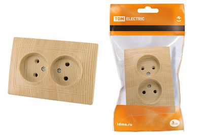 "Розетка двойная 2П 10А 250В ""ЭКО"" (сосна) ""Таймыр"" TDM" SQ1814-0213