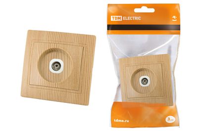 "Розетка телевизионная простая (0-2400МГц, ""мама"") ""ЭКО"" (сосна) ""Таймыр"" TDM" SQ1814-0222