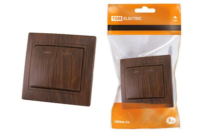 "Выключатель 2 кл. с подсветкой 10А ""ЭКО"" (бук) ""Таймыр"" TDM" SQ1814-0305